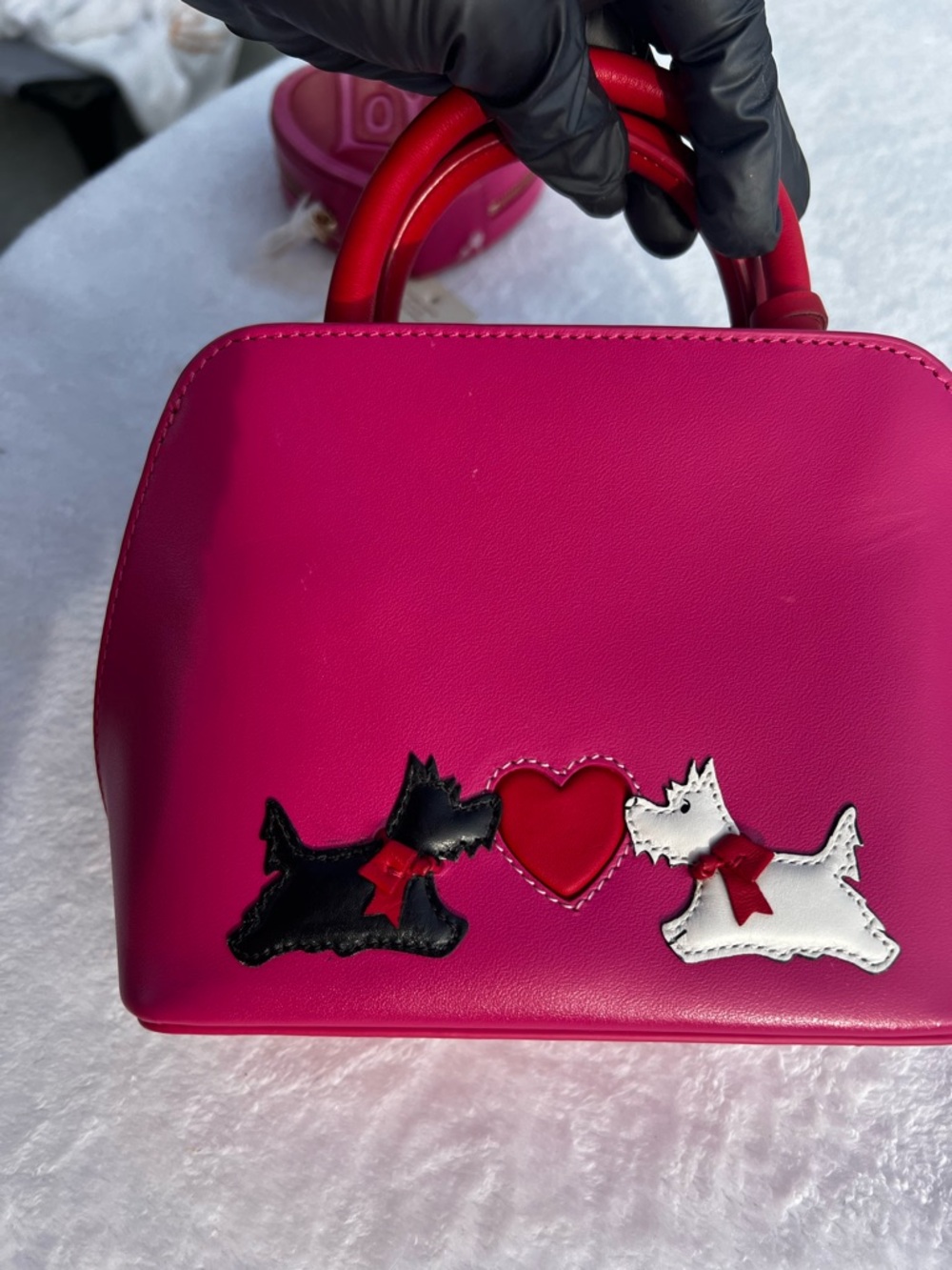 RADLEY LONDON Pink and Red Scottie Appliqué Crossbody Bag